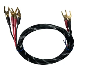 Canare 4S11 HI-FI Bi-Wire Speaker Cable Single, Flex Braided 2 to 4 Spade, 5 Ft. - Picture 1 of 2