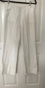 Soft Surroundings Pull on Pants Cotton Wide Leg White Elastic Waist Size M - Picture 1 of 5