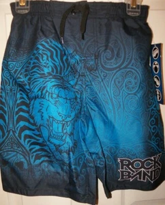 Rock Band Blue Black Swim Suit Trunks Shorts Boys Size 8 NWT   - Picture 1 of 2