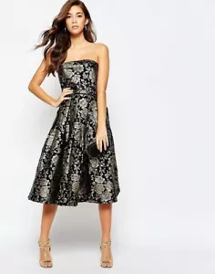 Chi Chi London Jacquard Dress Bandeau Size UK10 EUR38 US6 - Picture 1 of 5