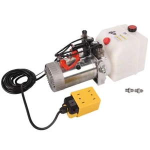 3 Quart Hydraulic Power Unit Pump Double Acting Dump Trailer Plastic Reservoir - Picture 1 of 9