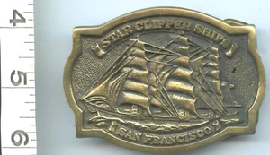 VINTAGE STAR CLIPPER SHIPS SAN FFRANCISCO BELT BUCKLE SOILID BRASS 70's FASHION - Picture 1 of 2