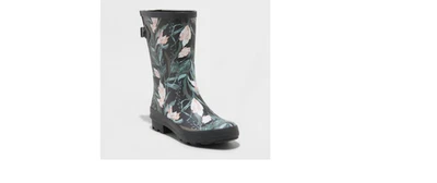 a .new Day Botas de Lluvia VICKI NEGRAS Talla 8, Botas de Lluvia Florales Foto 1 de 4