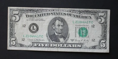 1969 C $5/San Francisco/Federal Reserve Note/significant circulation/F-1972L - Image 1 of 4