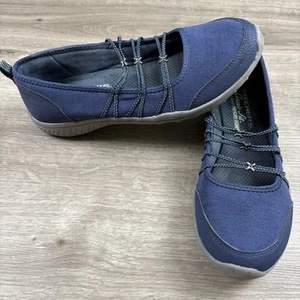 Skechers Womens Size 8.5 Slip on Bungee Laces Air-Cooled Memory Foam Navy Blue - Picture 1 of 12