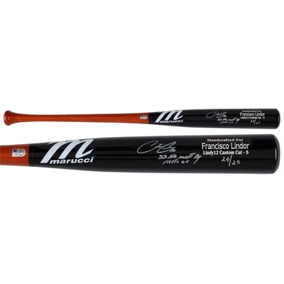 Murciélago modelo de juego firmado por Francisco Lindor de los Mets de Nueva York Marucci con piezas - LE de 25 Foto 1 de 3