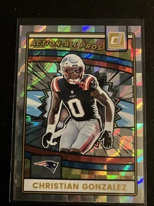 2025 Donruss "Action All Pros" Christian Gonzalez New England Patriots - Picture 1 of 2