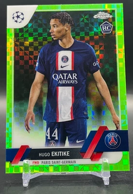 2022-23 Topps Chrome UEFA #125 Hugo Ekitike Neon Green X-Fractor /399 Rookie PSG - Image 1 of 4