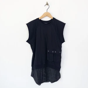 Diesel Black Hybrid Sweatshirt Top Size S Longline Shirt Jumper Cotton - Picture 1 of 17