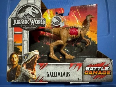 Figura Gallimimus Mattel Jurassic World Battle Damage 2017 - Nueva caja de desgaste Foto 1 de 2