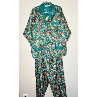 Victoria's Secret Vintage Gold Label Satin Pajama Set Pants Green Womens L - Image 1 of 4
