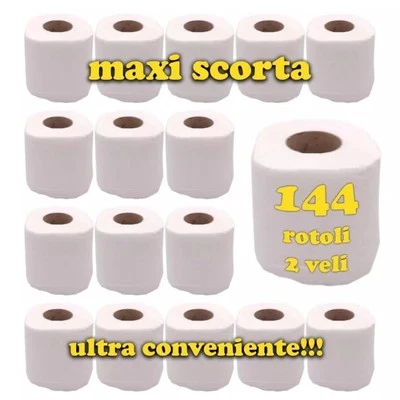 144 Rotoli Di Carta Igienica - carta Igienica Pura Cellulosa 2 Veli Carta Bagno  - Bild 1 von 2