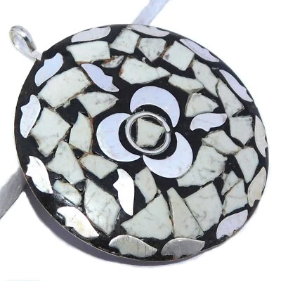 Ciondoli grandi tibetani pietra quarzo bianco placcato argento 925 gioielli f... - Immagine 1 di 3