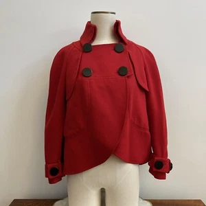 Charles Chang-Lima roter Peacoat Wollmischung Schößchen Unterteil Gr. 2 schicker Pariser Stil - Bild 1 von 12