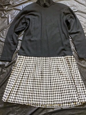 Vestido De Colección Talbot's Donna Rico Negro Blanco Pata de Gallo Cintura Caída Talla 8 Lana Foto 1 de 4