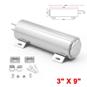 3" x 9" Silver Polished Stainless Steel Radiator Overflow Tank Bottle Catch Can - Picture 1 of 6