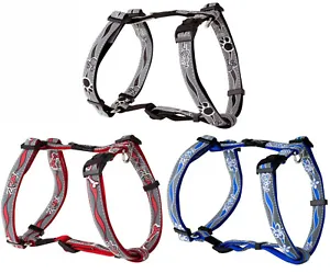 Glow in the dark dog harness ROGZ Large Reflective nylon Silver Red Black Blue  - Picture 1 of 4