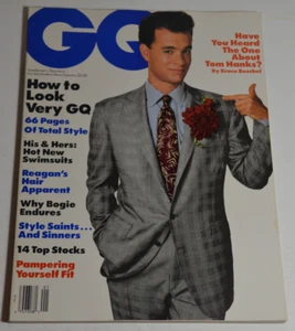 GQ MAGAZINE JANUARY 1988 TOM HANKS RONALD REAGAN NO LABEL VINTAGE MENS FASHION - Picture 1 of 7