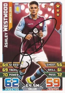 TARJETA COLECCIONABLE ASHLEY WESTWOOD FIRMADA ASTON VILLA 2015/2016 MATCH ATTAX + CERTIFICADO DE AUTENTICIDAD - Imagen 1 de 1