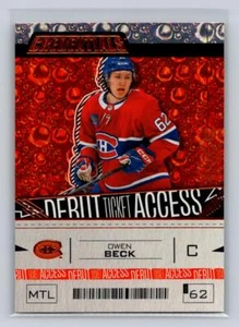 2023-24 UD Credentials #186 Owen Beck Debut Ticket Acess Orange 036/249-Candiens - Picture 1 of 2