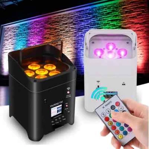 Wifi Remote DMX 6*18W RGBWAUV 6in1 Battery Powered Uplight LED Par Light Wedding - Picture 1 of 12