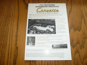 Folleto Motorama prototipo experimental Corvette 1953 - - Imagen 1 de 3