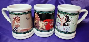 3 tazas de piedra de vidrio Coca-Cola vintage con mango de 3" pulgadas de alto - Imagen 1 de 12