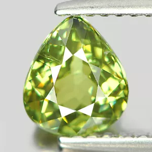 Certified Yellowish Green Demantoid Garnet 1.21 Ct. Pear Shape Natural Gemstone - Picture 1 of 4