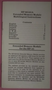 HP 82181A Extended Memory Module Multilingual Instructions - Zdjęcie 1 z 2