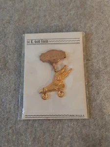 Vintage 14k Gold Finish St. Louis Roller Derby Skates Icarus Flying Roller Shoes - Picture 1 of 3