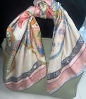 Vintage Luxury Pure Silk Square Silk Home Floral Scarf Blue Pink Size 34 ??