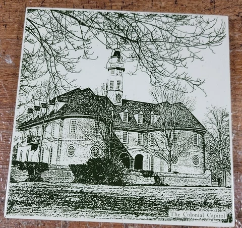 VINTAGE CERAMIC TILE METTLACH, GERMANY 6 X 6 X 1/4 "THE COLONIAL CAPITOL" Cover