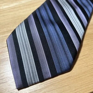 Schöne David Taylor Collection Krawatte Krawatte Streifen blau lila grau 100% Poly - Bild 1 von 7