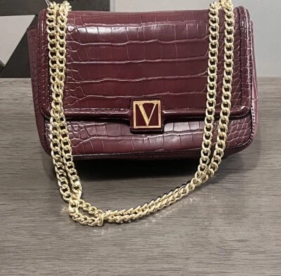 Cartera Bandolera VICTORIA'S SECRET Borgoña Croco Monograma Nueva Foto 1 de 4