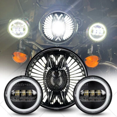 7" LED Headlight + 4.5" Fog Passing Lights For Harley Davidson Touring Road King - Image 1 of 4