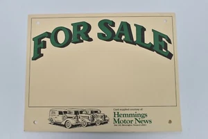 Hemmings Motor News For Sale Sign Green Lettering 11 x 8.5" Man Cave Advertising - Picture 1 of 3