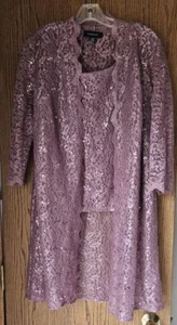Pretty! R&M Richards Rose Pink Sequin Sparkel Tank Duster Jacket 10 Mother Bride - Picture 1 of 10