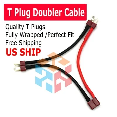 T-Plug Deans Ez Grip Y Harness 8 Gauge Wire Series Battery Connector Adapter   - Image 1 of 4