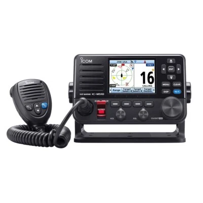 Icom M510 PLUS Class D DSC 25W Color VHF GPS w/AIS Fixed Mount Marine Boat Radio - Image 1 of 4