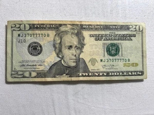 Fancy Serial Number 2013 20 Dollar Bill Significant Ink Errors - Picture 1 of 4