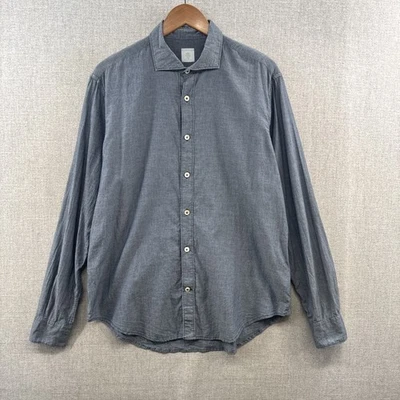 Camisa masculina Eleventy platina 16.5/42 azul leve cambraia manga longa Itália - Imagem 1 de 4