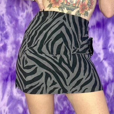 My Michelle VTG Grey and black zebra print mini skirt - Image 1 of 4
