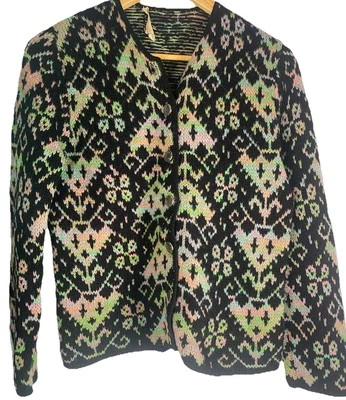 Cárdigan vintage años 50 Wondamere Fair Isle botones plateados S/M 100 % lana Foto 1 de 4
