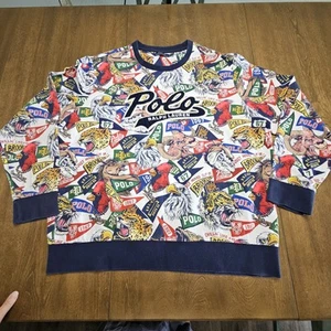 Polo Ralph Lauren Wimpel Schrift Maskottchen Sweatshirt Animal Gr. XXL All Over Print - Bild 1 von 8