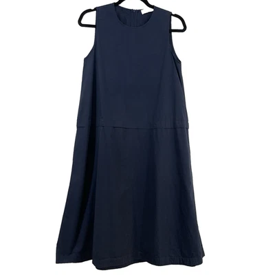 Vestido Everlane Talla 2 Modesto Línea A Popelina Azul Marino Minimalista Sin Mangas Foto 1 de 4