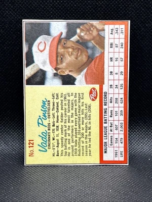 Post #121 1962 Vada Pinson Reds casi nuevo líneas negras mostrando Foto 1 de 3