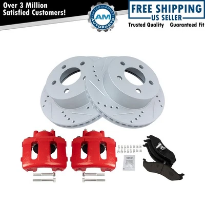 Комплект переднего керамического тормоза и ротора для Jeep Cherokee 97-06 Wrangler 1999-2001 годов выпуска - Изображение 1 из 4