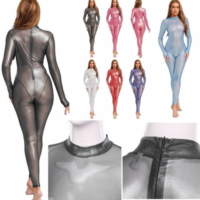 DE Sexy Damen Overall Bodysuit Langarm Catsuit Skinny Ganzkörper Anzug Jumpsuit - Bild 1 von 4