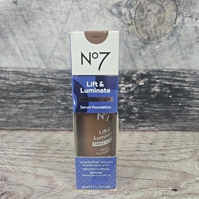No7 Lift & Luminate Triple Action Serum Foundation Walnut New In Box Exp 06/23 - Image 1 of 4