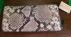 NWT Michael Kors Bedford Natural Python Large 3 Quarter Zip Embossed Leather - Picture 1 of 8